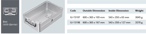[IU-15197] Container base for sterilization of biological barrier model of large size - 600 x 365 x h mm (105 mm)