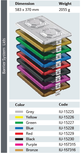Large extra biological barrier model lid for sterilization container - 583 x 370 mm