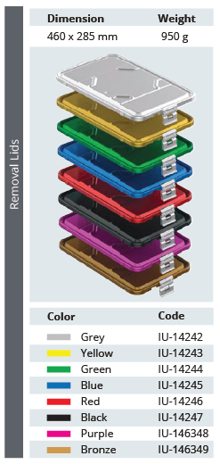 Tapa No Perforada de Modelo Estándar de Tamaño Tres Cuartos 3/4 para Contenedor de Esterilización - 460 x 285 mm