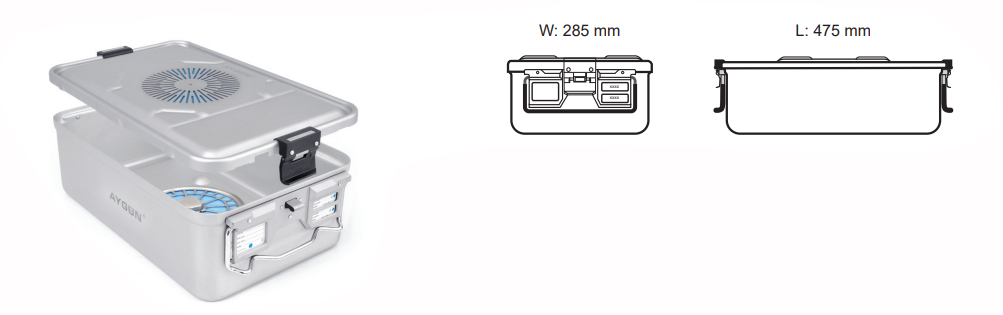 Contenedor para Esterilización Perforado de Modelo Plasma 3/4 y Tapa Perforada Color Gris - 475 x 285 x H mm