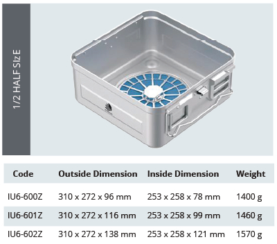 [IU6-600Z] Base de Contenedor para Esterilización de Modelo Plasma - Perforado de Tamaño Medio 1/2 - 310 x 272 x H mm (96 mm)
