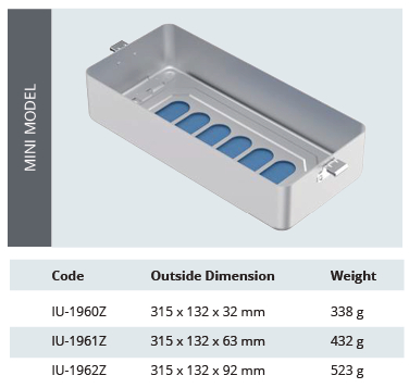 [IU-1960Z] Container base for model sterilization Plasma Mini - Pierced - 315 x 132 x h mm (32 mm)