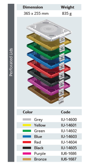 Perforated large dental model cover for sterilization container - 365 x 255 mm