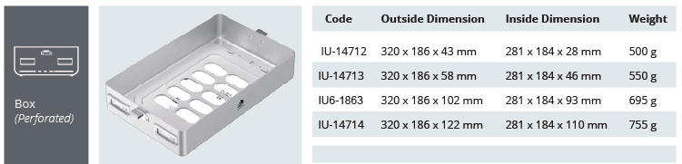 Base de contenidors per a la perforació esterilització del model dental - 320 x 186 x h mm