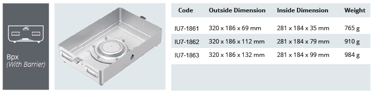 Container base for sterilization with biological barrier of dental model - 320 x 186 x h mm