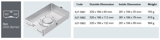 [IU7-1861] Base de Contenedor para Esterilización con Barrera Biológica de Modelo Dental - 320 x 186 x H mm (69 mm)