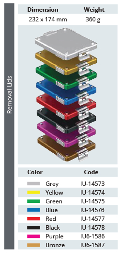 Tapa No Perforada de Modelo Dental 1/2 para Contenedor de Esterilización - 232 x 174 mm