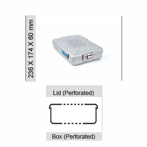 Container for drilling dental model 1/2 and perforated cover - 232 x 174 x hm mm
