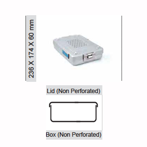 Non -drilled sterilization container 1/2 dental model and not perforated cover - 232 x 174 x h mm