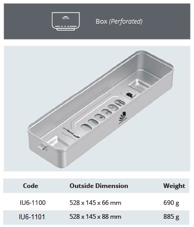 [IU6-1100] Container base for drilling Endo model - 528 x 145 x h mm (66 mm)