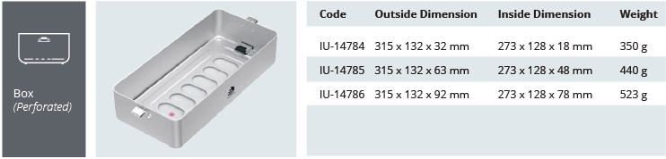 Base de Contenedor para Esterilización Perforado de Modelo Mini - 315 x 132 x H mm