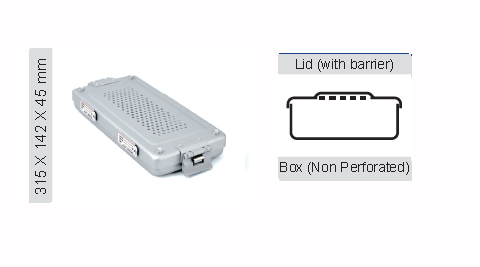Contenedor para Esterilización con Barrera Biológica de Modelo Mini y Tapa No Perforada - 315 x 142 x H mm