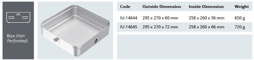 [IU-14644] Non-perforated Sterilization Container Base for Flat Model - 295 x 270 x H mm (60 mm)