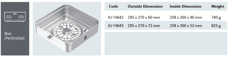 Base de Contenedor para Esterilización Perforado de Modelo Plano - 295 x 270 x H mm