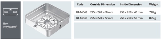 [IU-14642] Base de Contenedor para Esterilización Perforado de Modelo Plano - 295 x 270 x H mm (60 mm)