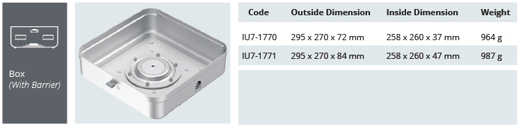 Container base for sterilization with a biological flat model barrier - 295 x 270 x h mm