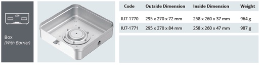 [IU7-1770] Base de contenidors per a esterilització amb una barrera biològica del model pla - 295 x 270 x h mm (72 mm)