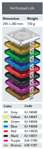 Tapa Perforada de Model Pla per a Contenidor d'Esterilització - 295 x 280 mm