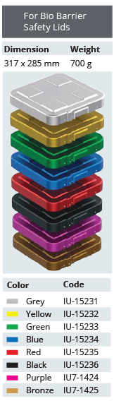 Tapa de Seguridad con Barrera Biológica de Modelo Plano para Contenedor de Esterilización - 317 x 285 mm