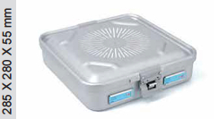 Non -drilled sterilization container of flat model and perforated lid - 297 x 280 x h mm