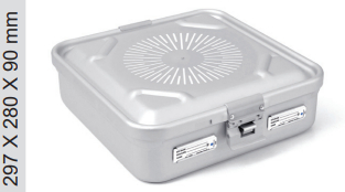 Container for sterilization with a planned plan and perforated lid - 297 x 280 x 100 mm