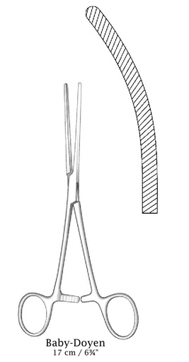 [IU-05626] Baby-Layen intestinal clamp-length = 17 cm / 6-3 / 4 ", curved