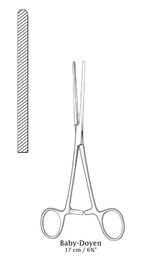 [IU-05625] Baby-Layen intestinal clamp-length = 17 cm / 6-3 / 4 ", straight