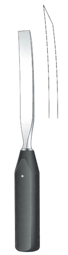 [IU-07835] Cincel para huesos con mango de ferrozell, curva, ancho = 16 mm