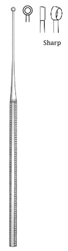 [IU-04645] Buck Ear Curette, sharp, figure 1 - length = 16.5 cm / 6-1/2"