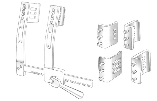 [IU-04135] Adult Burford Rib Retractor with 2 pairs of leaflets - opening = 260mm