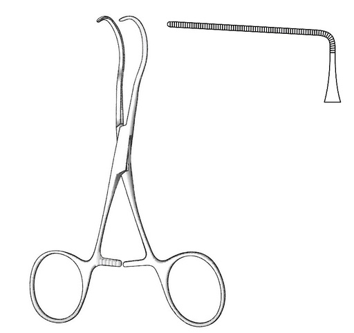 [IU-04012] Pinza pediátrica Castaneda, figura 7 - longitud = 11 cm / 4-1/2"