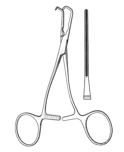 [IU-04013] Pinza pediátrica Castaneda, figura 8 - longitud = 14 cm / 5-1/2"