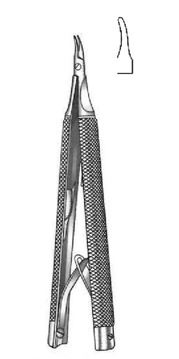 [IU-03310] Castroviejo Barraquer Needle Holder, curved - length = 12 cm / 4-3/4"