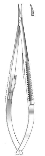 [IU-03443] Porta agujas Castroviejo con bloqueo, dentado, curva - longitud = 16 cm / 6-1/4"