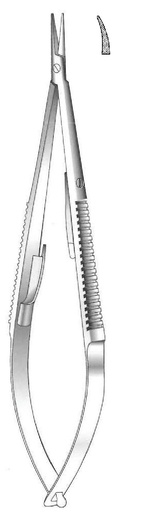 [IU-03444] Castroviejo needle holder with lock, serrated, curved - length = 18 cm / 7"