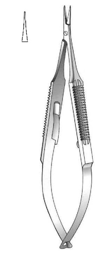 [IU-03307] Castroviejo Locking Needle Holder, Plain Tip, Straight - Length = 9 cm / 3-1/2"