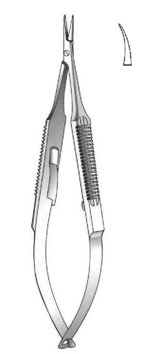 [IU-03308] Castroviejo Locking Needle Holder, smooth point, curved - length = 9 cm / 3-1/2"