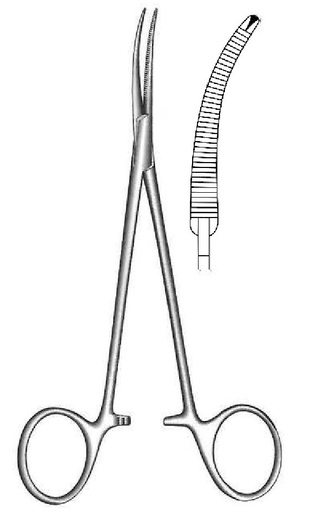 [IU-00925] Pinza para arteria de Christophe, curva, dientes 1:1 - longitud = 16 cm / 6-1/4"