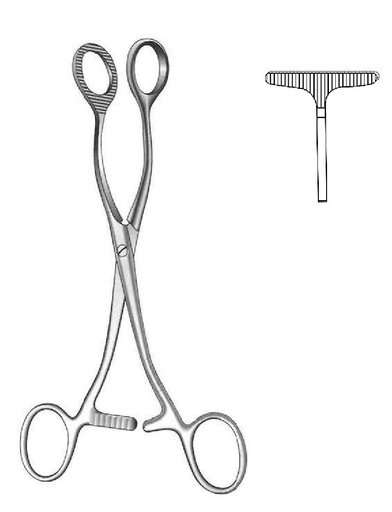 [IU-00756] Pinza para agarrar órganos Collin, forma de t - longitud = 16 cm / 6-1/4"