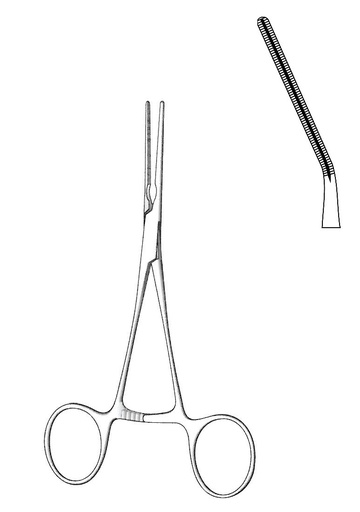 [IU-04023] Cooley pediatric vascular clamp, angled - length = 14 cm / 5-1 / 2 "