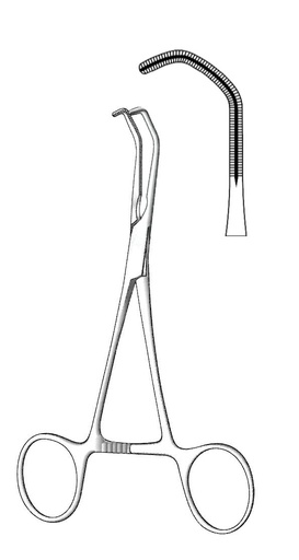 [IU-04026] Cooley Pediatric Vascular Clamp, Fort Curve - Length = 14 cm / 5-1 / 2 "