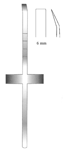 [IU-04807] Osteótomo Cottle con mango en T, curva, ancho = 6 mm - longitud = 18 cm / 7"