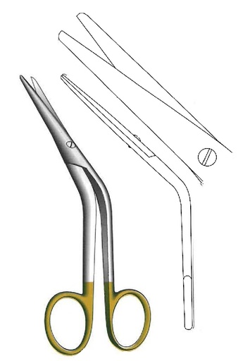 [IU-08559] Cottle, angled, Gold TC scissors - length = 16 cm / 6-1 / 2 "