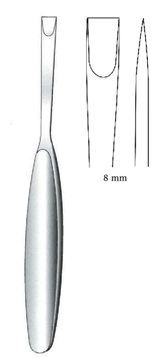 [IU-07904] Periostótomo Cushing, ancho = 8 mm - longitud = 17 cm / 6-3/4"