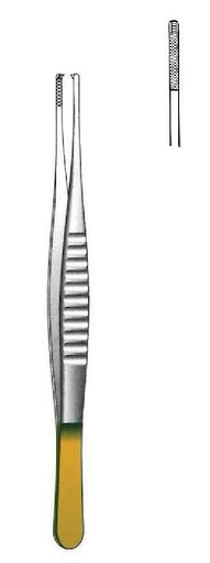 [IU-08215] Pinza para disección De Bakey, dentado = 0.2 mm, perfil mini, TC Gold - longitud = 15 cm / 6"