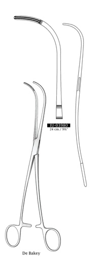 [IU-03980] Pinza vascular Debakey, curva, punta dentada - longitud = 24 cm / 9-1/2"