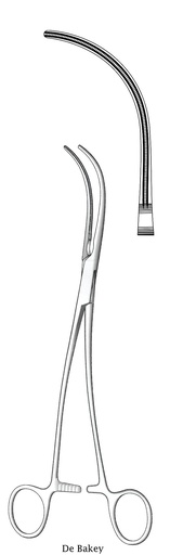 [IU-03981] Pinza vascular Debakey, curva, dentada completo - longitud = 24 cm / 9-1/2"