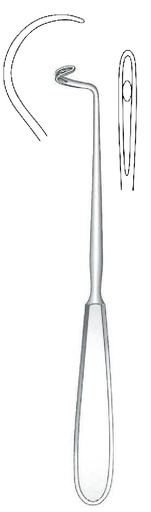 [IU-03334] Deschamps ligure needle, unsuccessful, curved to the left - length = 21 cm / 8-1 / 4 "