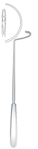 [IU-03343] Deschamps ligure needle, unsuccessful, curved right - length = 28 cm / 11 "