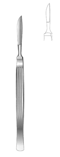 [IU-00276] Cuchillo para disección, sólido con mango acanalado, figura 1 - longitud = 14 cm / 5-1/2"